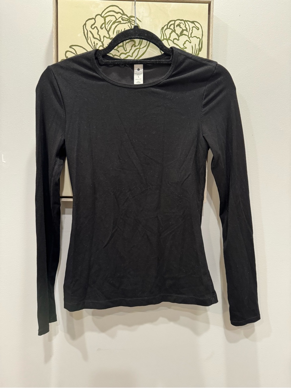Yogalicious Black Long-Sleeve Crew Top Activewear Women Small - USED